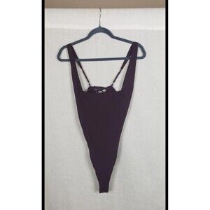 Free People Bodysuit M Purple Lace Up Corset Back Intimately Vamp Renfaire Sexy